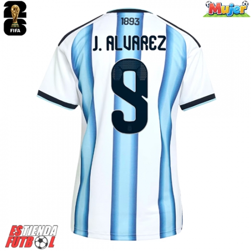 Argentina Julian Alvarez #9 Primera Equipación Mujer Mundial 2026 Manga Corta